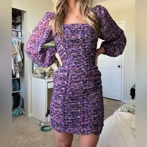 Purple Na-kd Square Neck Chiffon Dress